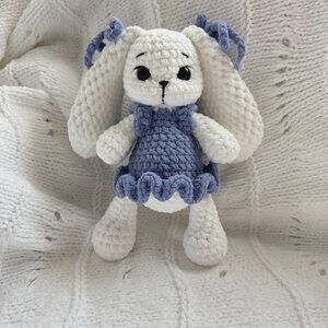 Handmade Crochet Bunny White Lavender Soft Amigurumi Toy